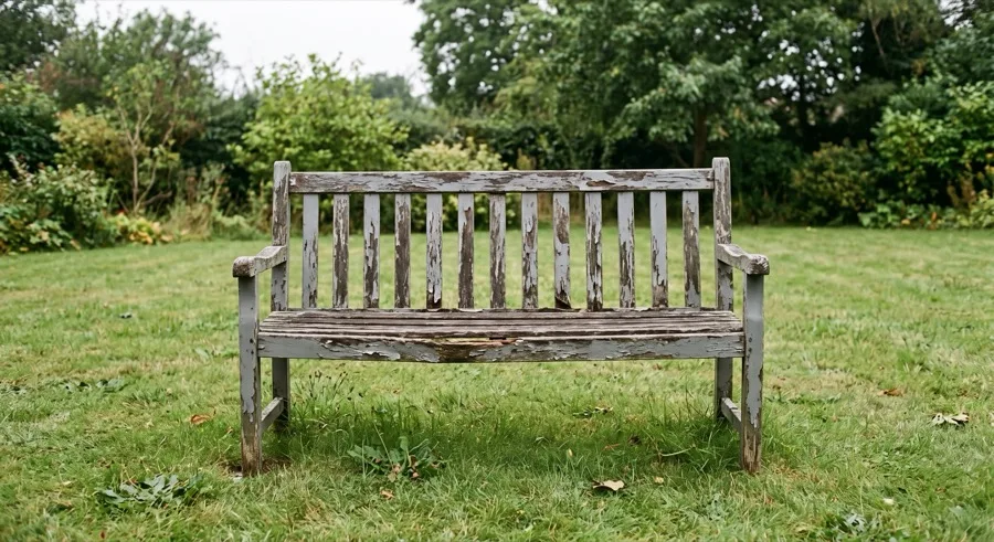 Garden bench before restoration